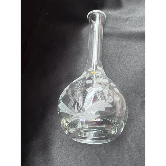 Vintage Crystal Decanter Hand Etched Made In Romania With Orig Sticker No Chips - Picture 6 of 9